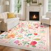 Floral Pattern Living Room Carpet Foldable Machine Washable Sofa Coffee Table Non Slip Floor Mat Home Bedroom Bedside Soft Rug