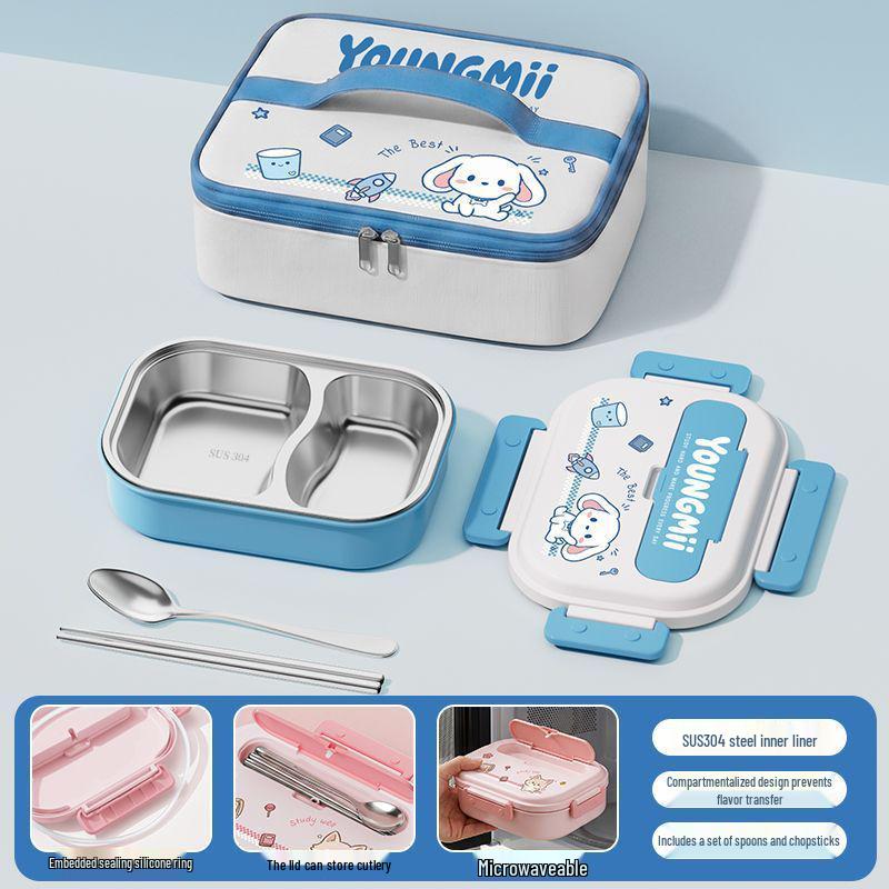 304 Stainless Steel Insulated Bento Box - Student Lunchbox with Food Compartments