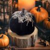 Halloween Pumpkin Ornament Flannel Pumpkin Table Centerpiece Gothic Pumpkin Decoration with Spider for Mantel Dining Table