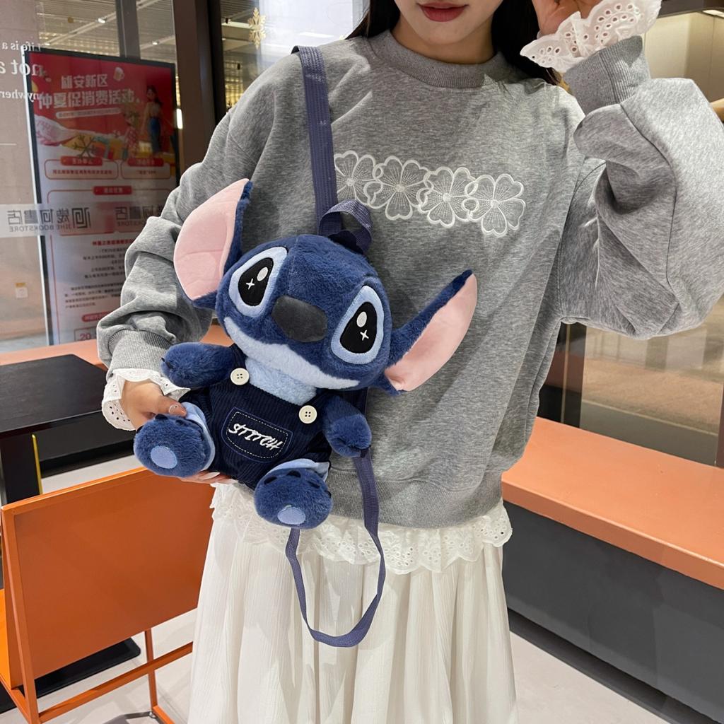 Kawaii Stitch Bag Plush Backpack Bagpack Double Shoulder Crossbody Bag Storage Pouch Plushie Anime Toy Gift for Girls