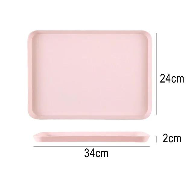 

Restaurant Serving Tray Anti Slip Scratch Resistant Plastic Food Serving Tray Plastic Household Tea Tray Kitchen Organizer 2Size S 29.3x21x1.6cm рожевий