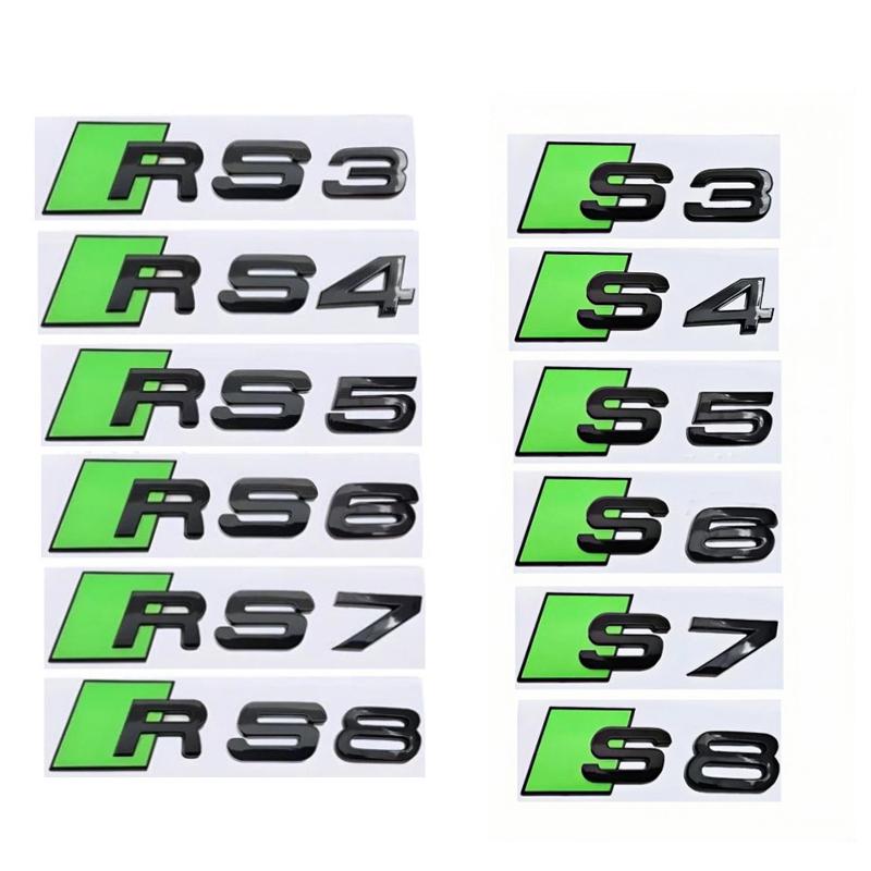 Plastic Modified Accessories Car Letter Emblem Stickers for Audi RS7 RS8 S3 RS3 RS4 RS5 RS6 S4 S5 S6 S7 S8 Logo Rear Trunk Badge