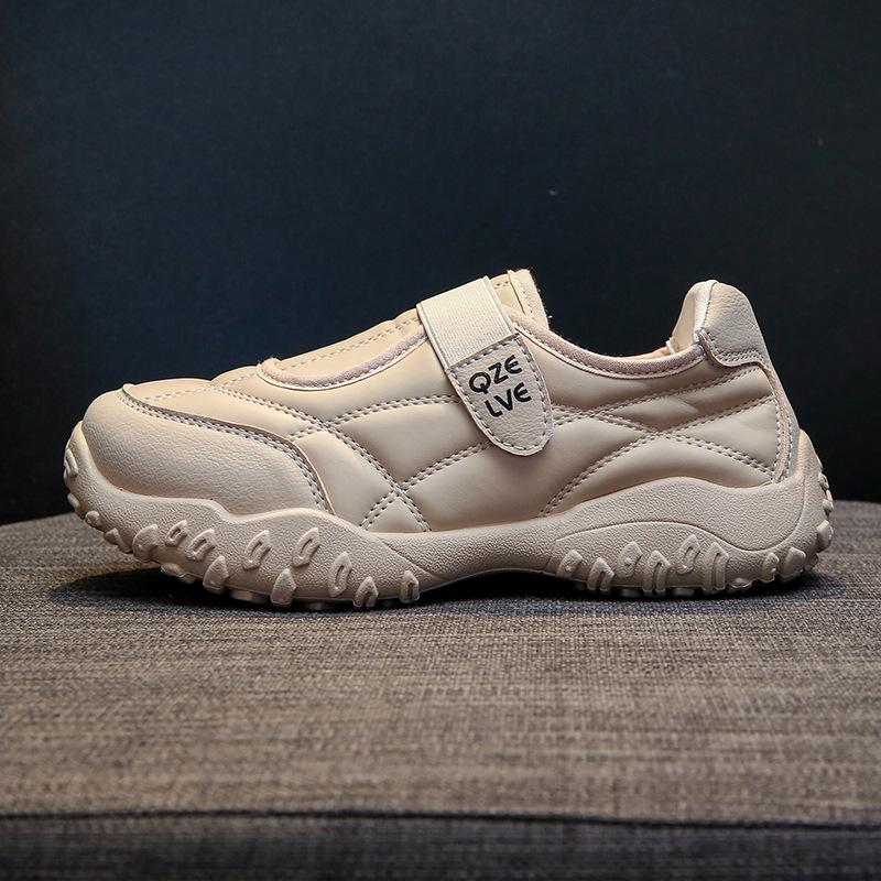 2025 Autumn and Winter New Korean Version Round Head Little White Board Shoes Women's Velcro Casual Sports Shoes Fashion Mary Jane Single Shoes