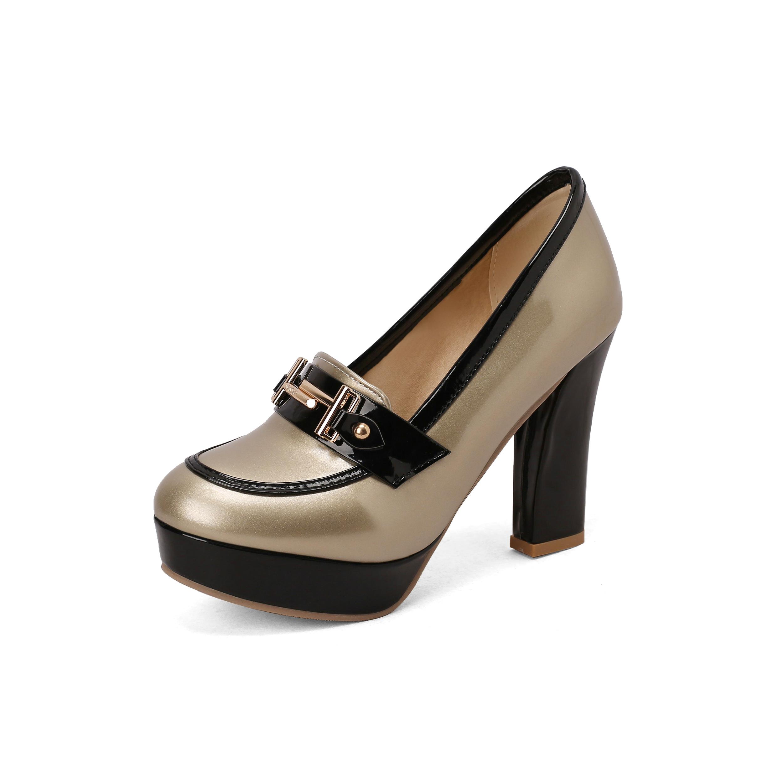 

Q/женские туфли на высоком каблуке, модные водонепроницаемые туфли на платформе, на толстом каблуке, цветные низкие туфли большого размера 40 золотистый