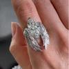 "Feather Star" Fashion Temperament Full of Diamonds Angel Wings Ring High Sense Three-dimensional Feather Light Luxury Ring Female