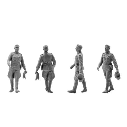 ICM 1/48 WWII Soviet Air Force Pilot & Ground Crew Set Plastic Model Kit 48084