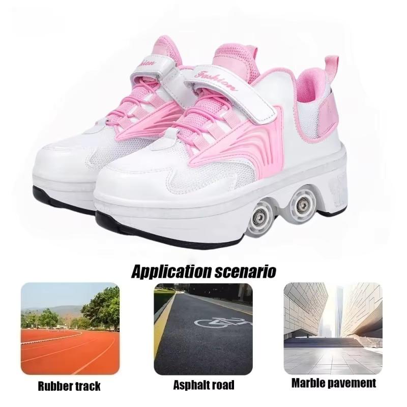 New Children's Sports Skates Deformation Shoes 4 Four-wheel Skates, Adult Runaway Shoes Student Deformation Wheel