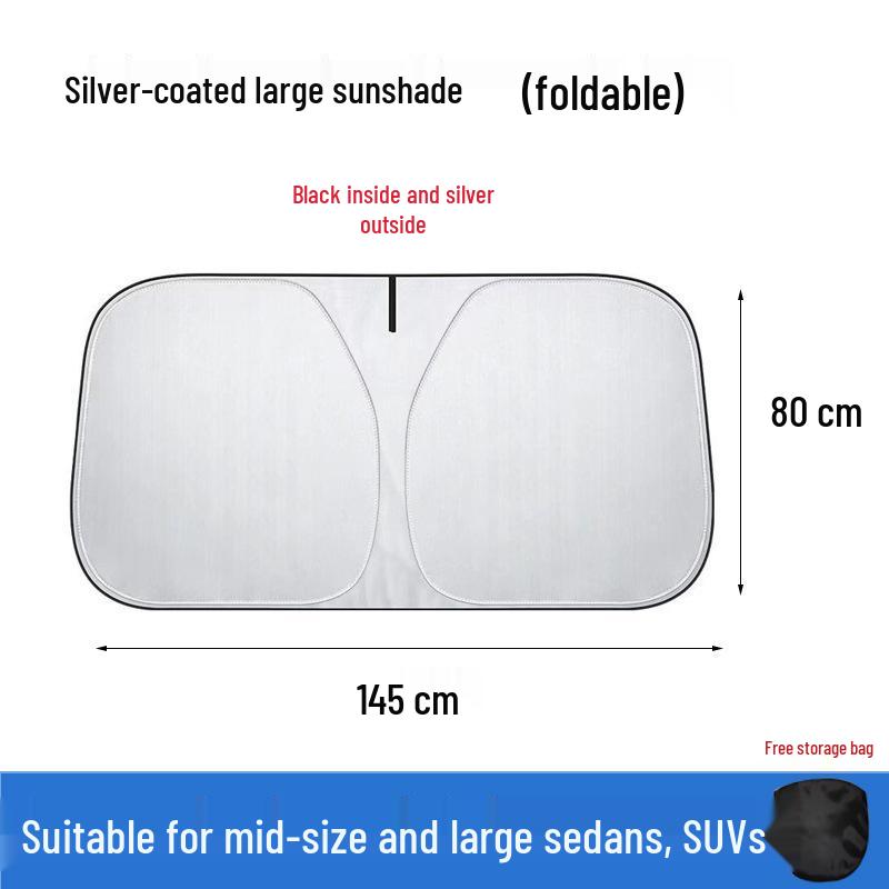 Thickened Titanium Silver Front Windshield Sunshade for Heat and UV Protection