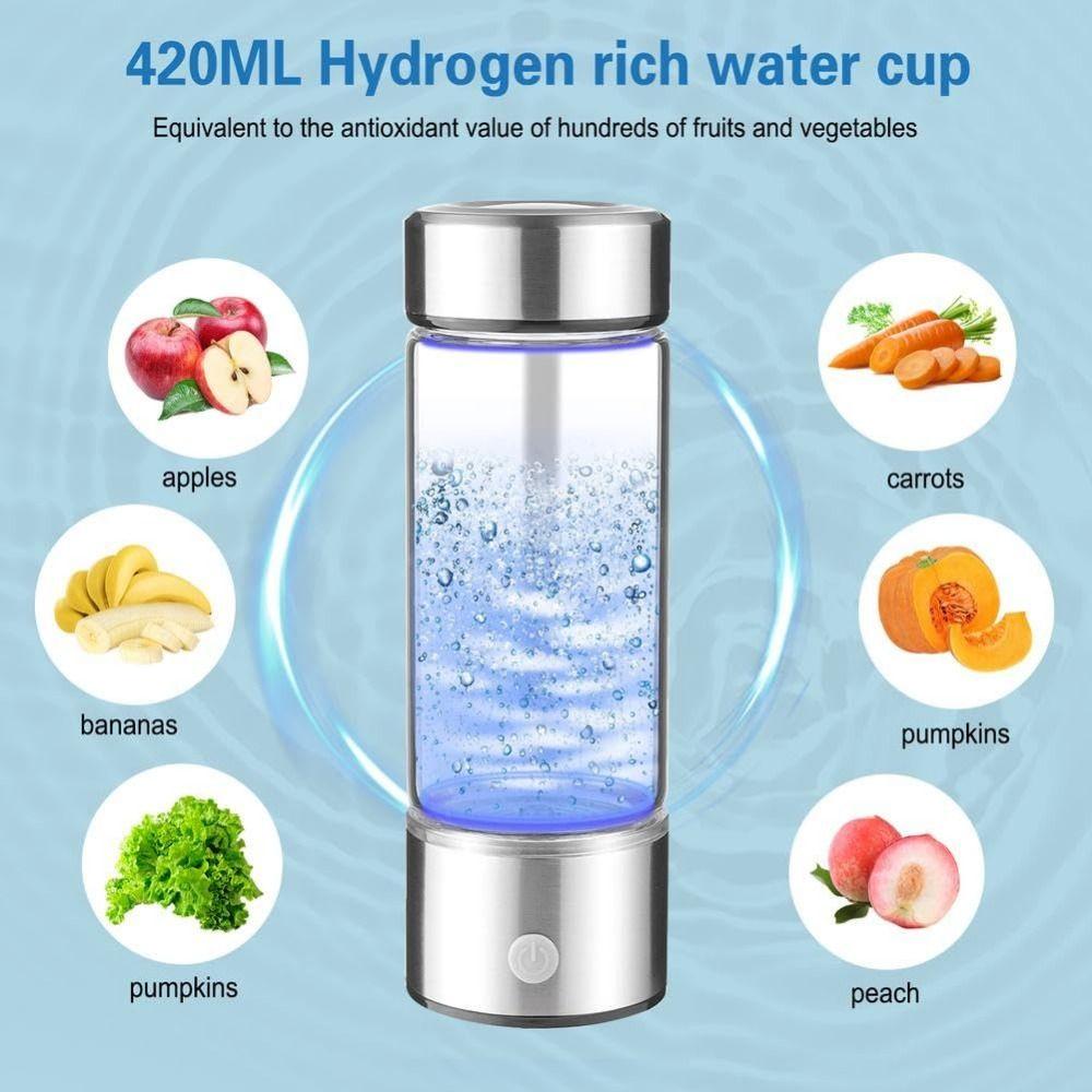 Portable Hydrogen Water Bottle Generator Glass Balanced pH Hydrogen Water Cup  Daily Drinking