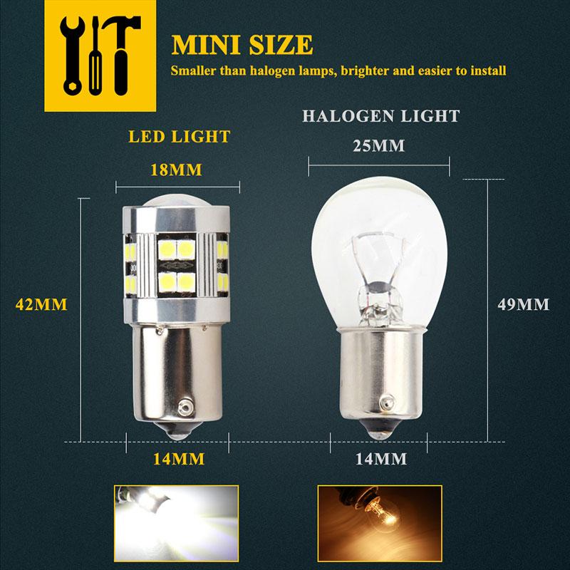 2PCS 1156 BA15S BAU15S LED Bulbs 3030 24SMD Signal Lamp PY21w Canbus Car Turn Signal Light Brake Backup Light 12V Universal