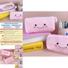 Pink Smiling Cute Pom Large Capacity Pencil Case Plush Storage Bag For Students