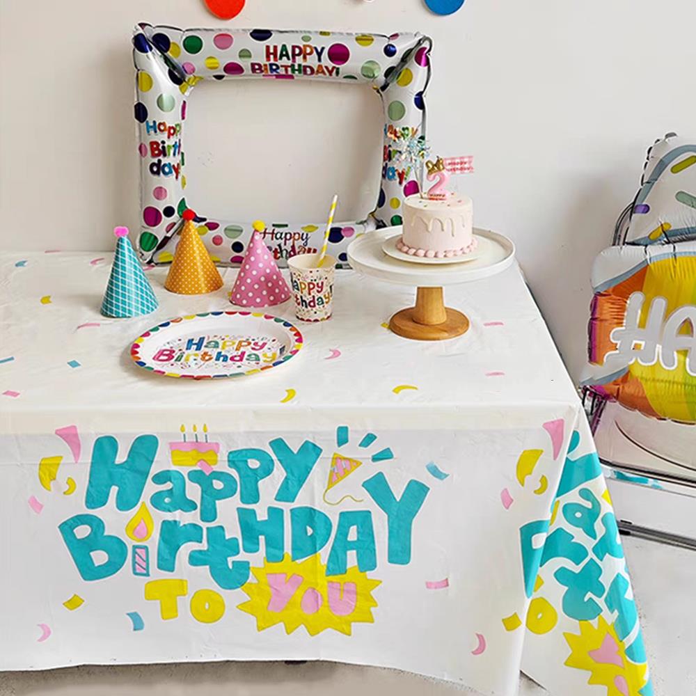 Oil Proof PE Table Cloths Birthday Children's Cartoon Waterproof Tablecloths Party Decorations Waterproof Disposable Tablecloths