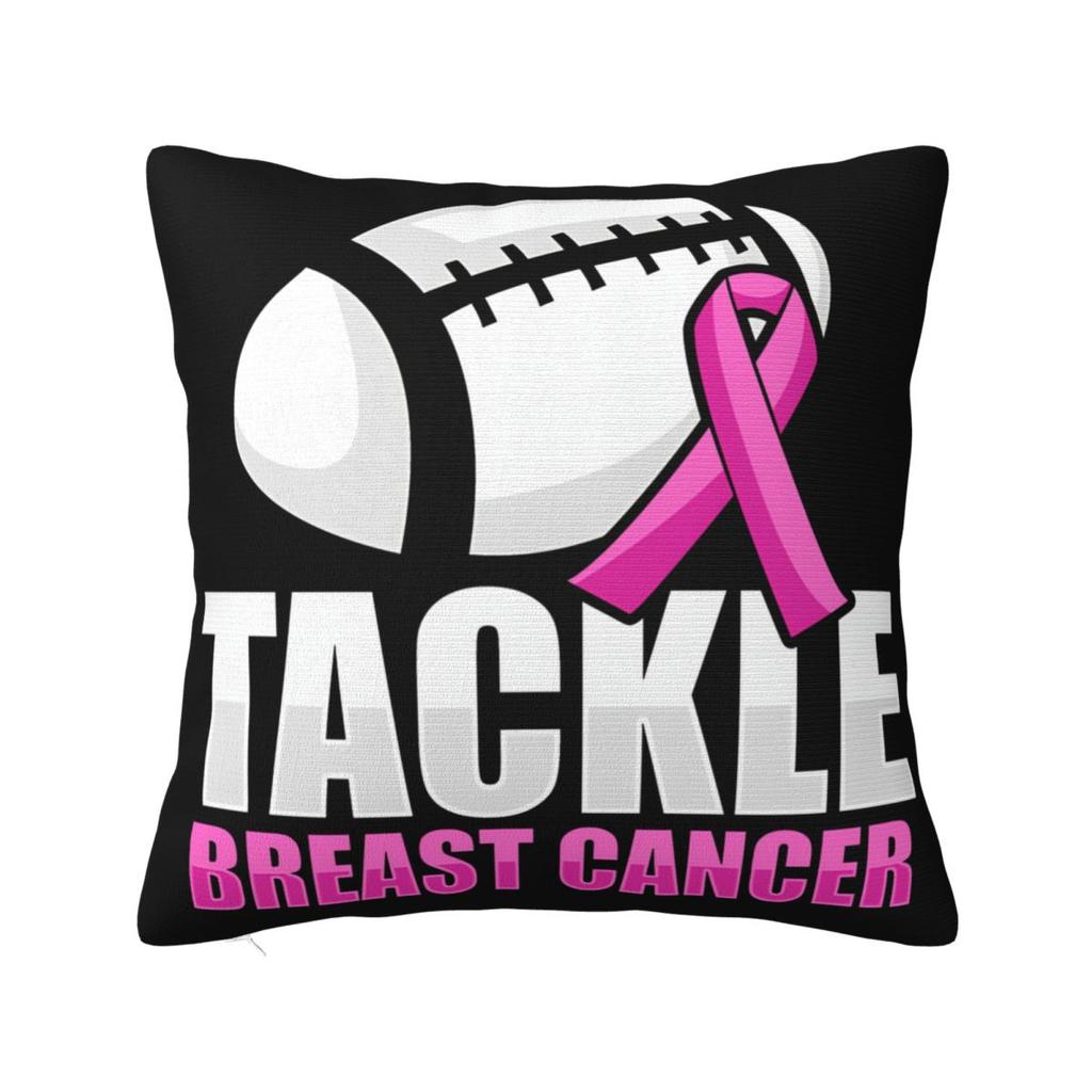 Football Breast Cancer Breast Cance Square Pillow Cases Cushion Cover Fashion Zipper Decorative Pillowcase for Car 45x45cm