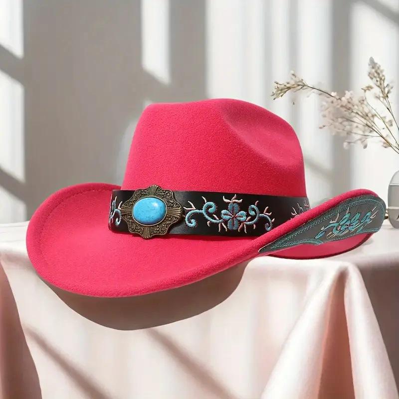 High-quality Woolen Jazz Hat, New Luxury European and American Style Knight Riding Western Cowboy Hat, Trendy for Both Men and Women