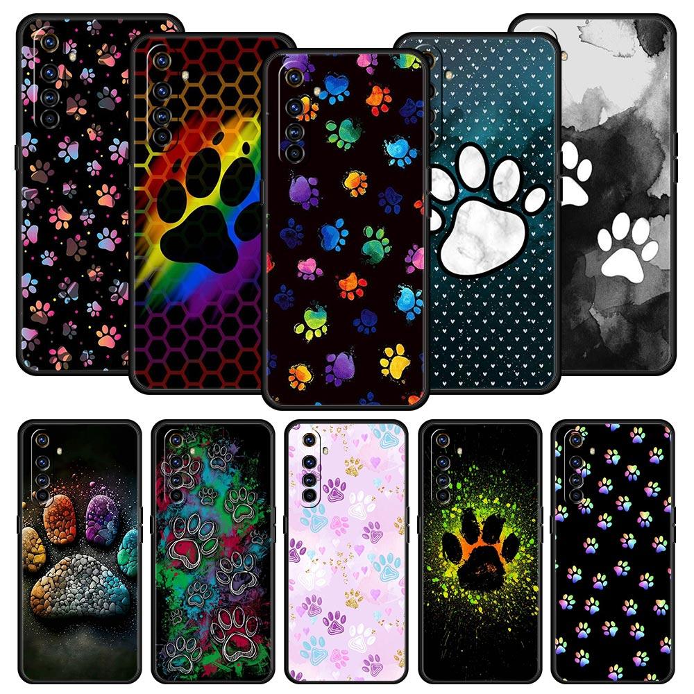 Soft TPU Case For Realme C67 C63 C55 C53 C25 C21 10 11 12 13 GT 2 3 5 Pro Plus 5G Shockproof Phone Cover Dog Footprint Paw Cute