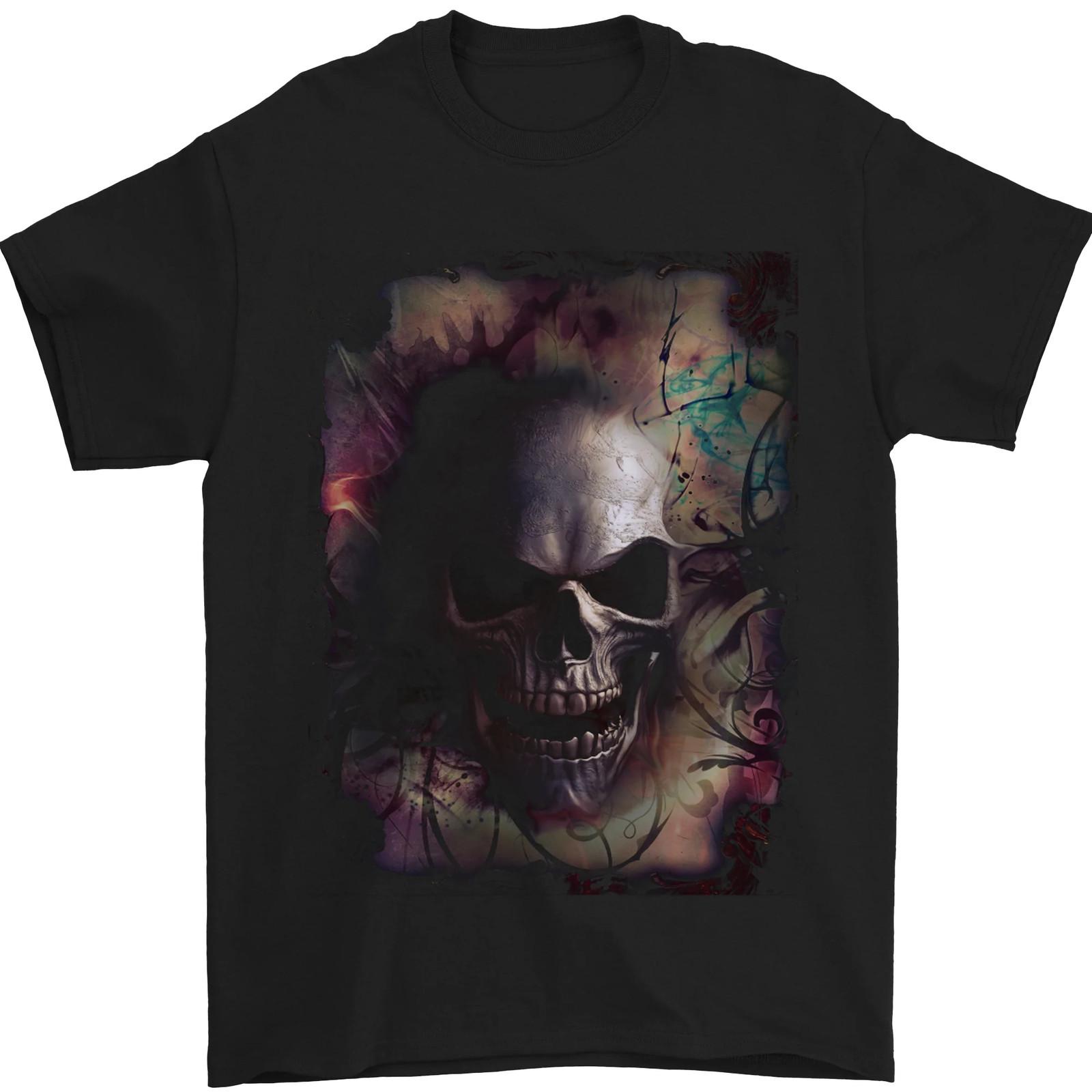 Artistic Skull Gothic Goth Mens T-Shirt 100% Cotton L