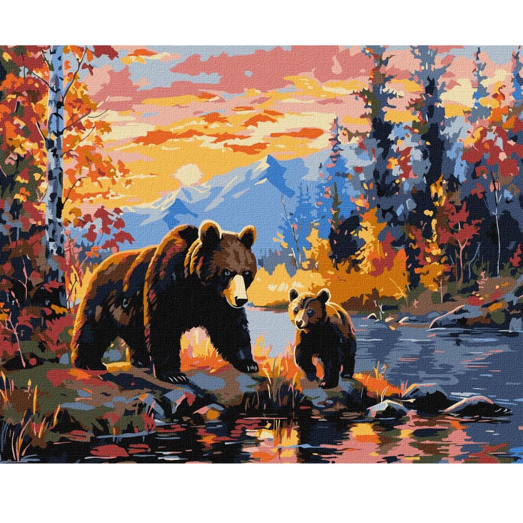 Malowanie Po Numerach Obrazy Do Malowania - Niedźwiedzia Rodzina 50X40 Cm