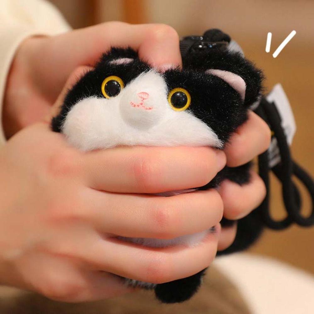 Soft Material Cat Plush Keychain Chubby Design Plush Cat Keychain Cat Plush Pendant Backpack Decor