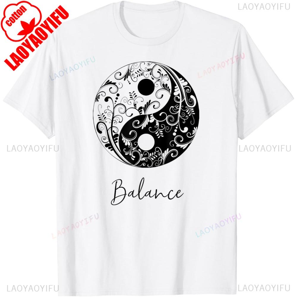 Ying Yang Balance Inner Peace Balanced Soul TShirt Cotton Casual Fashion Loose Streetwear Man Tshirt Chinese Martial Arts Tees