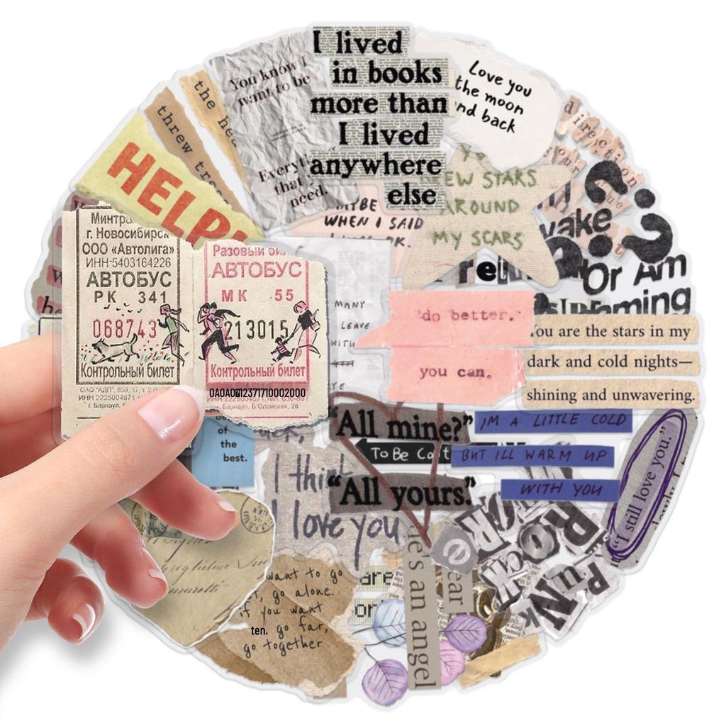 Retro INS Style English Slogan Stickers - 50 Creative Sheets for Laptop and Journal DIY