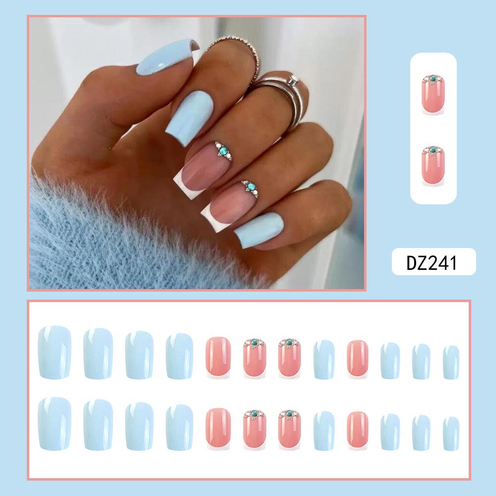 French Rhinestone Handmade Press-On Nail Tips