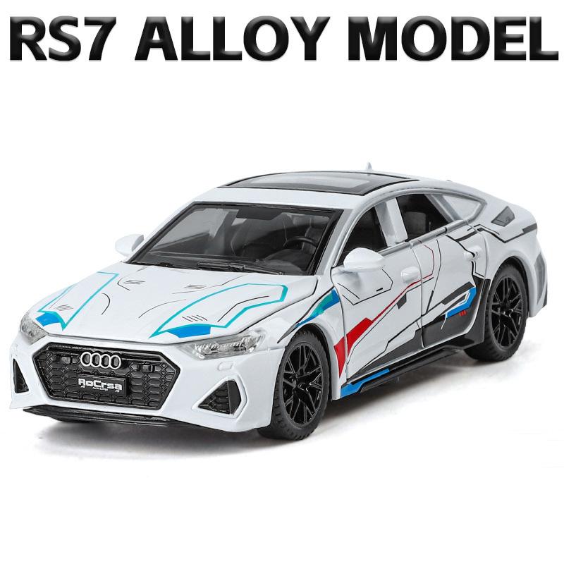 

1:32 Toy Electroplate RS7 Model Sports Cars Alloy Diecast Miniature Supercars 6 Doors Opened Sound Light Pull Back for Kids Gift