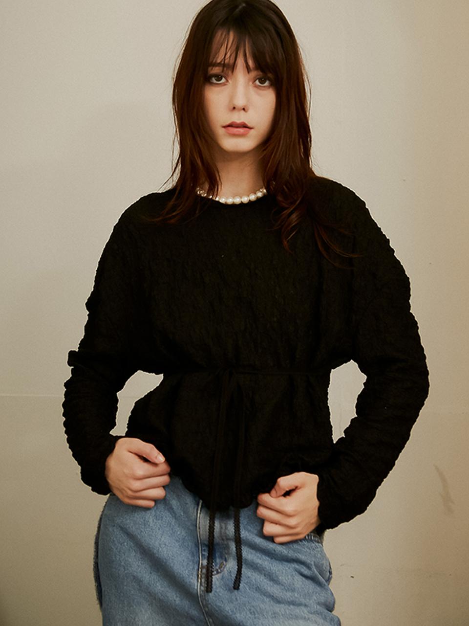 Sorry, Too Much Love Seine Pleats Drop Shoulder Top_Black Black/Free