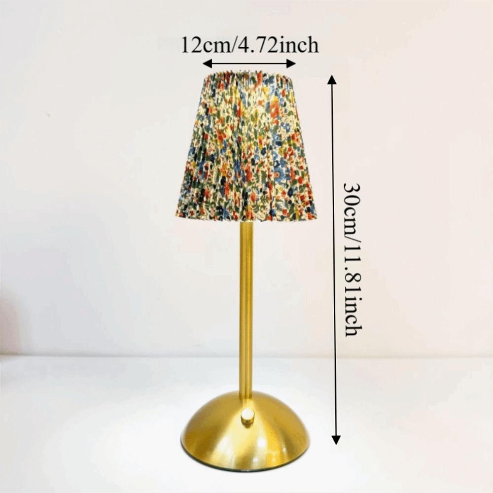 Fabric Shade Pleated Desk Lamp Metal Base LED Night Light Modern Design Touch Bedside Lamp Bar