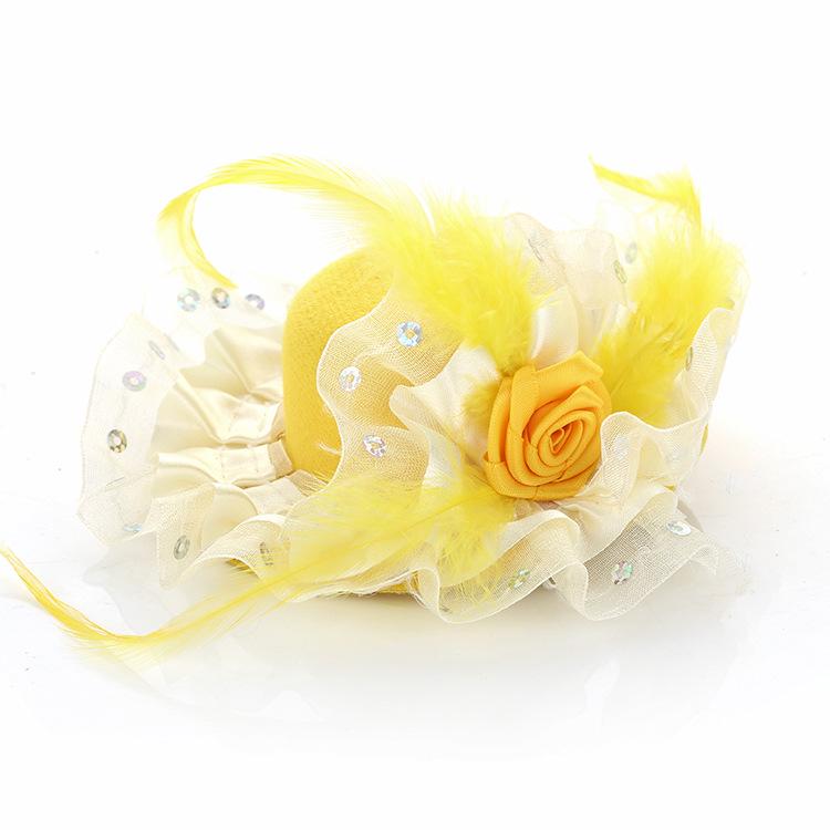 

Женский сценический головной убор с перьями и цветами - Маленькая шляпка-цилиндр, заколка для волос, аксессуар для платьев