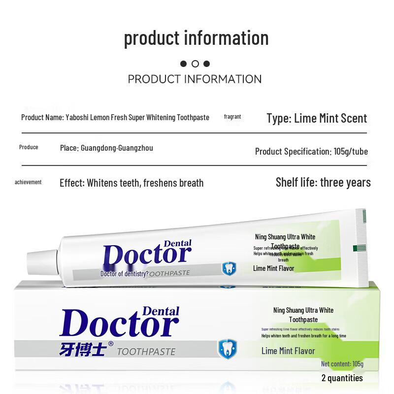 Doctor B Lemon Mint Super White Toothpaste 2-Pack