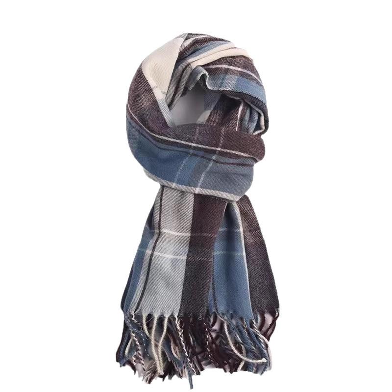 2025 Winter Scarf Women's Black & White Plaid, Korean Style for Couples, Warm & Thickened