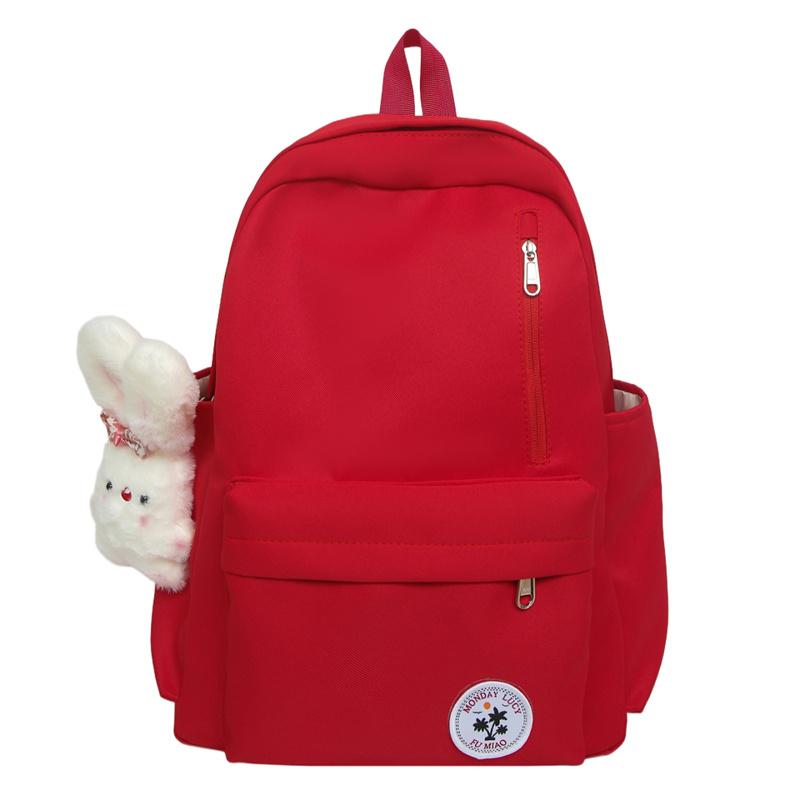 

Студенческий школьный женский однотонный дорожный рюкзак большой емкости красный