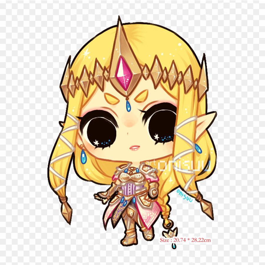 Chibi Oot Legenda o ocarině času Legenda o žehlení na tepelný přenos tisk vinylové nášivky samolepka na oblečení DIY aplikace omyvatelné nášivky