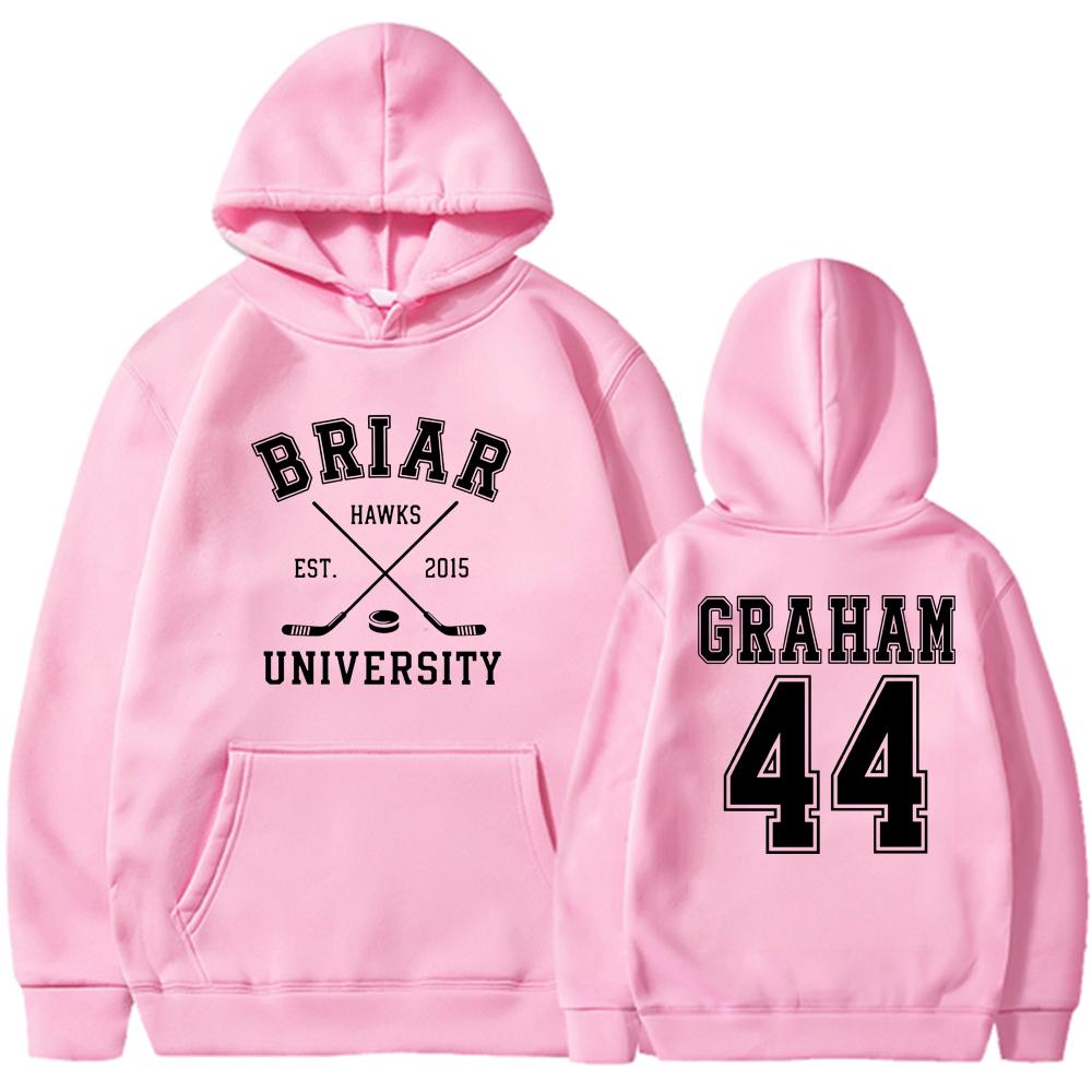 Briar University Graham 44 Hockey Zweiseiter Hoodie Briar U Hockey Romance Hoodies Unisex Langarm Kapuzenpullover Pullover S rosa