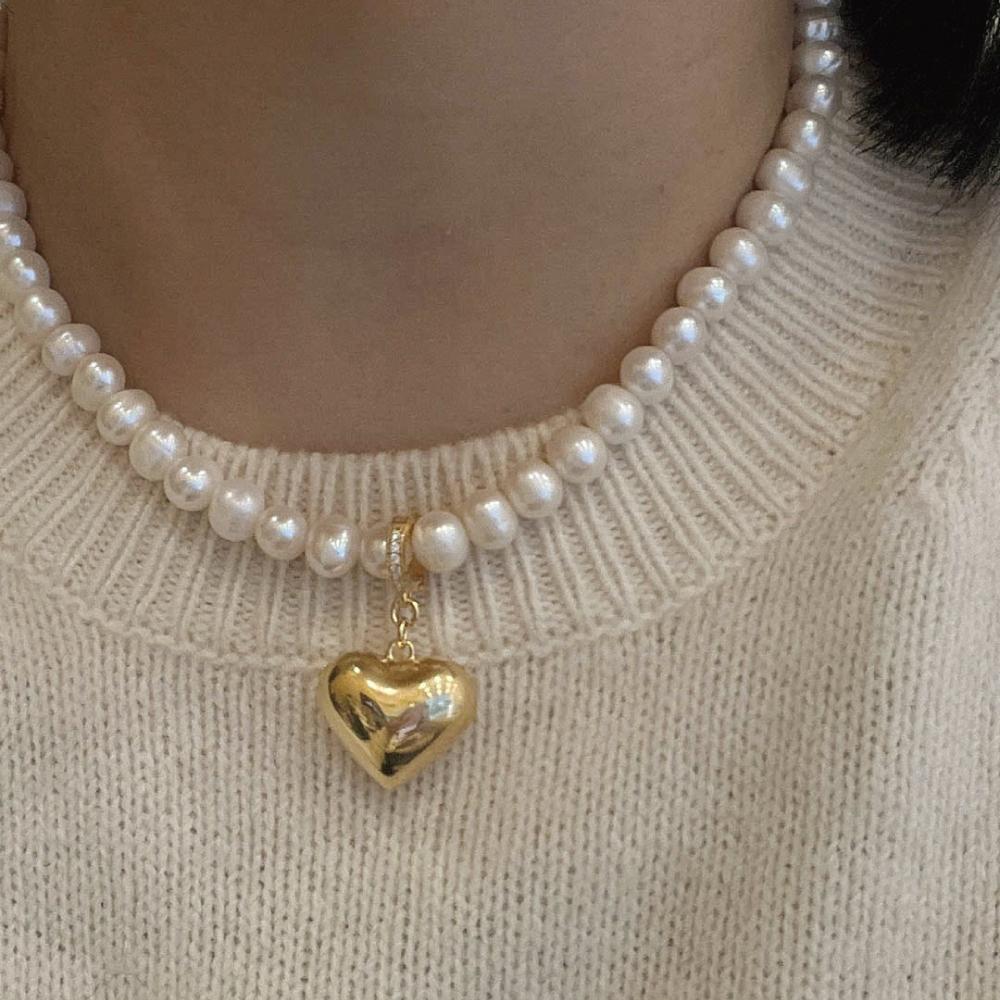 My Omelet [92.5 Silver] Mermaid Heart Pearl Necklace