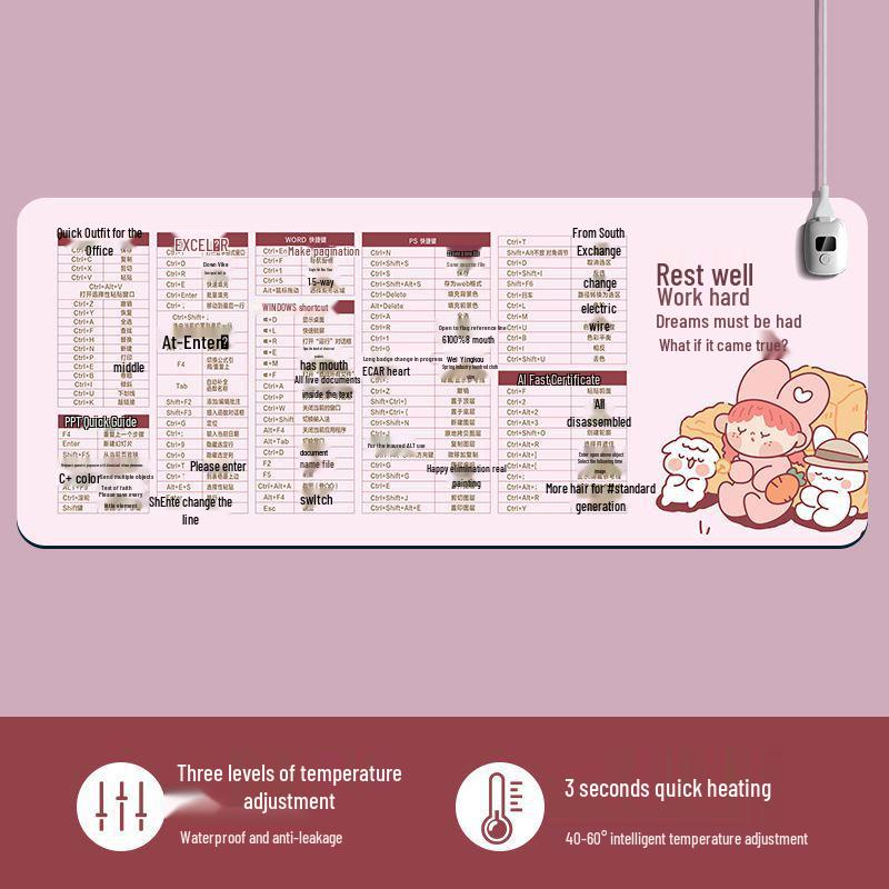 Large Heated Cartoon Desk Pad – Thick, Constant Temperature Mouse Pad for Home & Office