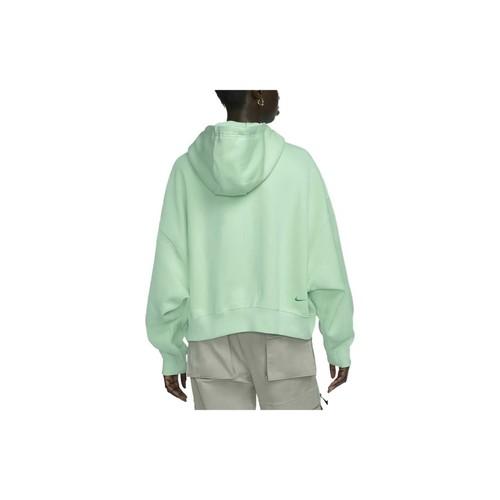 Nike logo embroidered hoodie long-sleeve sweatshirt for women green