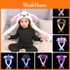 Adorabile Cappello da Donna a Forma di Coniglio Cartone Animato con Orecchie di Coniglio in Peluche Mobili e Paraorecchie Luminosi