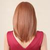 Orange Brown Medium Straight Bob Synthetic Wigs Short Hair with Bangs for Black Women Cosplay Lolita Layered Wig Heat Resistant
