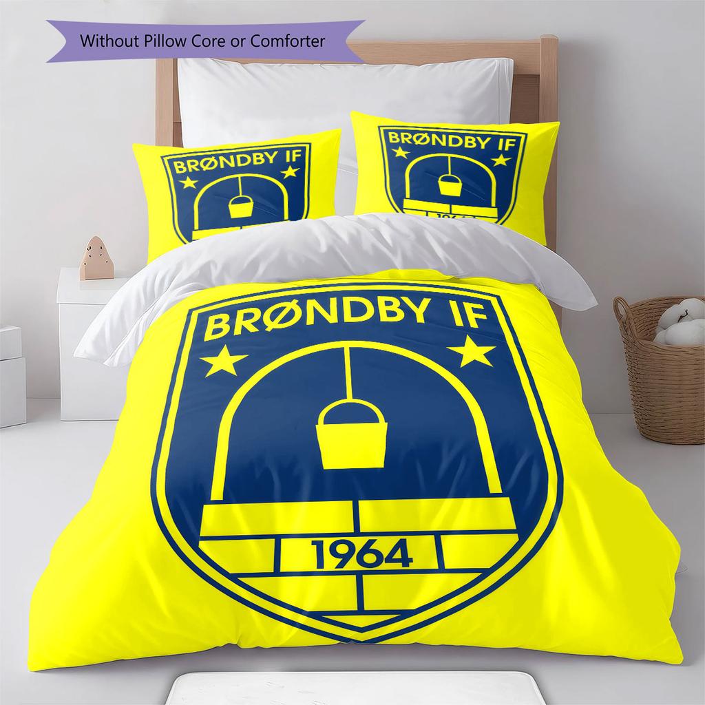 Brøndby IF Bedding Quilt Set Quilt Cover Pillowcase Home Decoration Birthday Gift (1 * Duvet Cover + 2 * Pillowcase, Without Core)