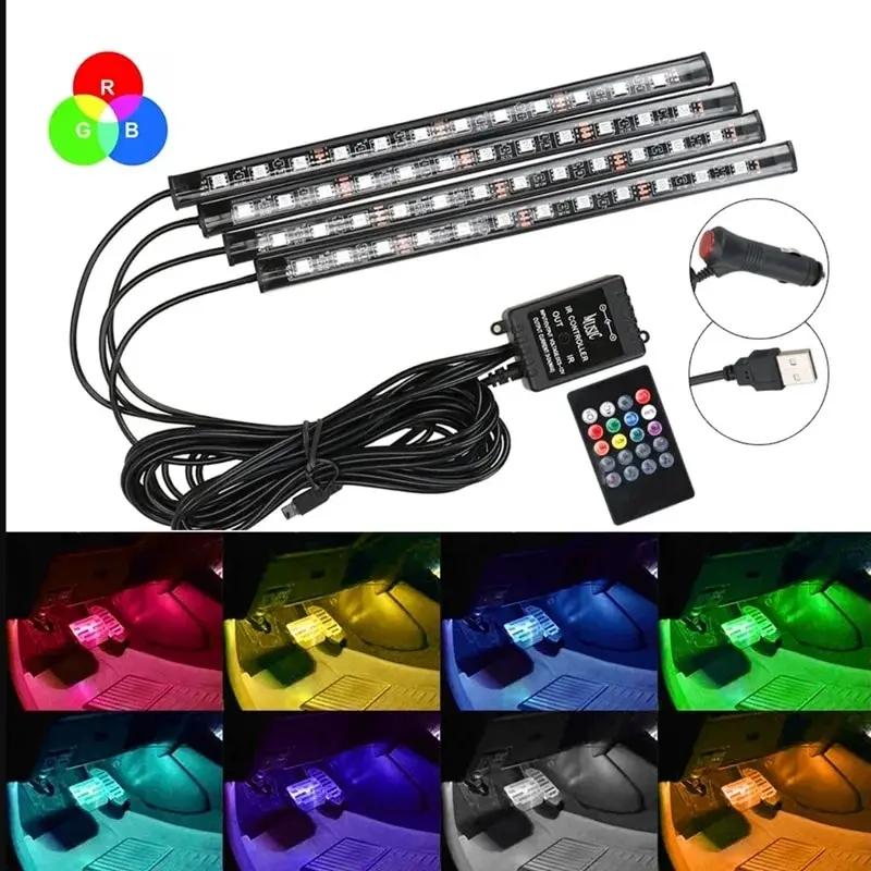 RGB Universal Car Ambient Lights LED Strip Interior Atmosphere Lamps 8 Colors Decorative Off Road 4x4 SUV Automobile Accessories
