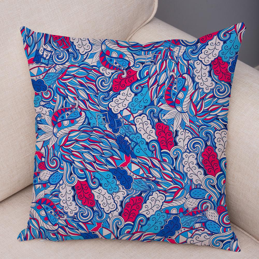 Bright Abstract Bohemian Floral Art Print Household Sofa Bedroom Decoration Pillow Cover Cushion Shell