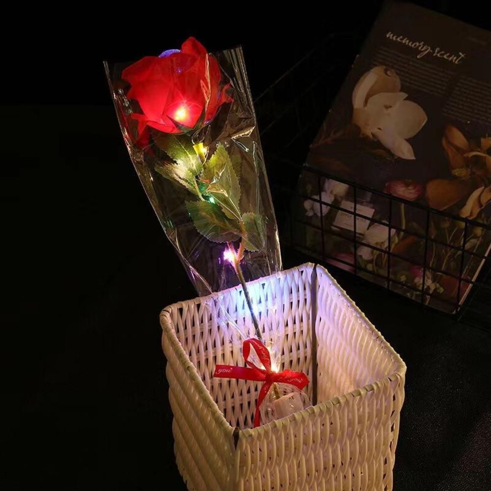 1pcs Led Light Up Glowing Roses Red Flower Bouquet Led Flash Handheld Valentine's Day Glow Party Wedding Decoration