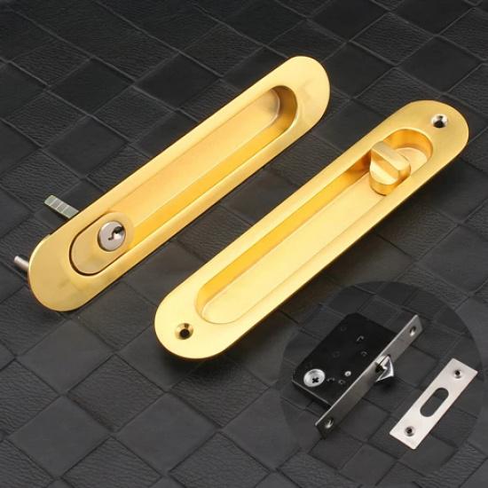 Sliding Door Sliding Door Lock Safety Lock Barn Door Cabinet Embedded Hardware Suit Wood Door Handle Interior Door Furniturelock