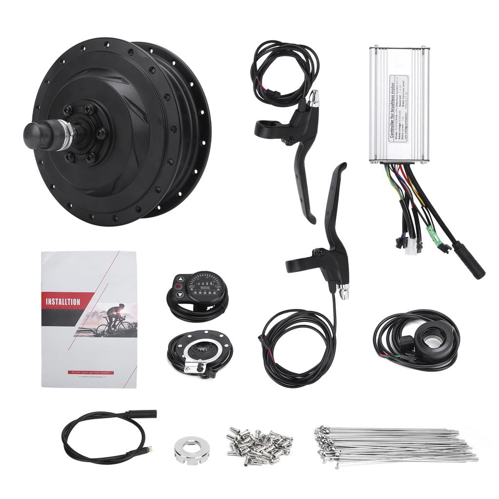 Electric Bicycle Conversion Kit 48V 500W Rear Wheel Hub Motor Set with KT‑900S Display Meter for 12G Wheel