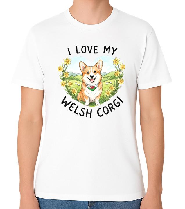 I Love My Welsh Corgi Cute Dog Lover Graphic Unisex T-Shirt S разноцветный
