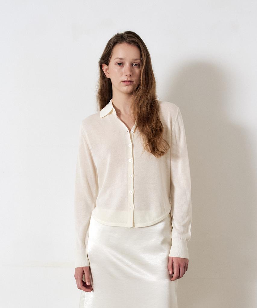 EZIO WOMEN Light Linen Shirt Knit_Ivory
