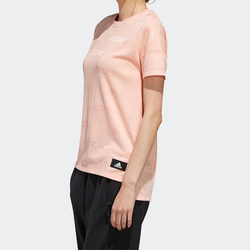 Adidas Sporty Round Neck Short Sleeve T-Shirt Women Tops Pink FK3519
