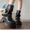Black Small Rubber Square Heel Medium Heel Women's New Winter Retro Trouser Boots Versatile Fashion Boots