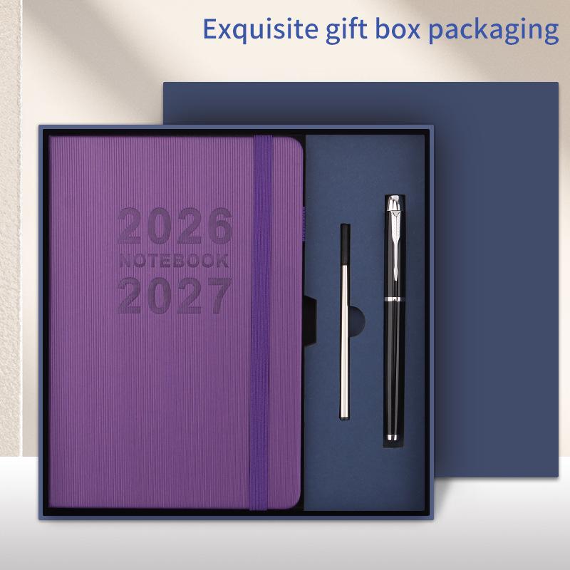 2026 Přeshraniční anglický diář s gumičkou: Roční kalendář, Týdenní plánovač, 365denní efektivní zápisník